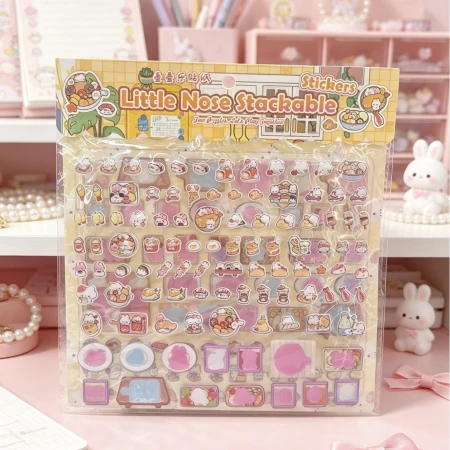 Little Nose Ga Layer by layer food storage double-layer bubble stickers for children and girls cartoon diy decorative stickers to relieve stress Little Nose Ga Layer by layer food storage double-layer bubble stickers for children and girls cartoon diy decorative stickers to relieve stress